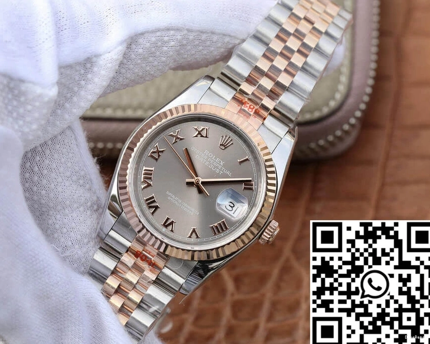 116231-0087 Rolex Factory Datejust Rose Dial Gold Silver 36MM GM 0130